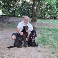 Stefano Linati con Luna e Merlino